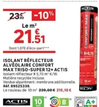 Isolant réflecteur alvéolaire confort Max Triso-Super 12+ Actis