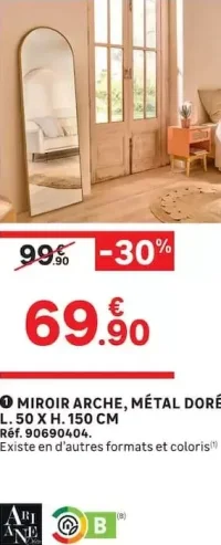 Miroir arche, métal doré
