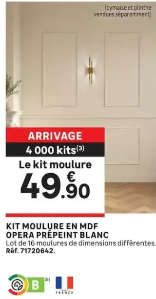 Kit moulure en MDF Opera prépeint blanc