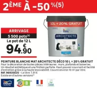 Peinture blanche mat Architecte Déco 10 L + 20% gratuit