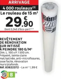 Revêtement de rénovation sur intissé à peindre RénoPro 180 g/m²