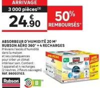 Absorbeur d'humidité 20 m² Rubson Aëro 360° + 4 recharges