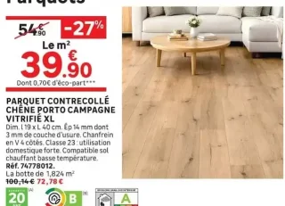 Parquet contrecollé chêne Porto Campagne vitrifié XL