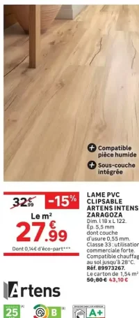 Lame PVC clipsable Intenso Zaragoza Artens
