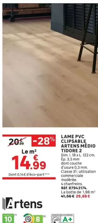 Lame PVC clipsable Médio Tidore 2 Artens