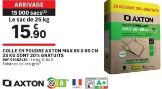 Colle en poudre Axton Max 60 x 60 cm 25 kg dont 20% gratuits