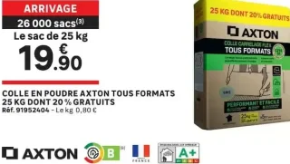 Colle en poudre Axton Tous Formats 25 kg dont 20% gratuits