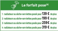 Le forfait pose radiateur ou sèche-serviettes