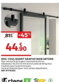 Rail coulissant Grapho noir Artens
