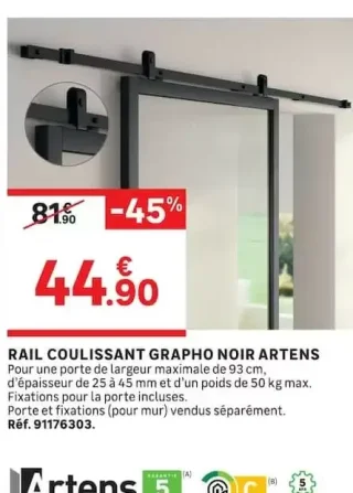 Rail coulissant Grapho noir Artens