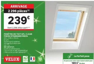 Fenêtre de toit GFL CLEAR FINISH STANDARD MK04 Velux