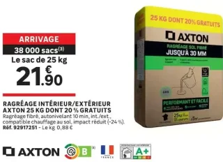 Ragréage intérieur/extérieur Axton 25 kg dont 20 % gratuits