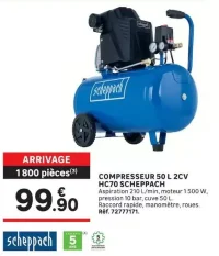 Compresseur 50 L 2CV HC70 Scheppach