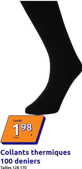 Collants thermiques 100 deniers Tailles 128-170