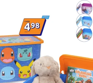 Boîte de rangement 13 L E.a. Pokémon, Stitch, Minecraft ou Bluey