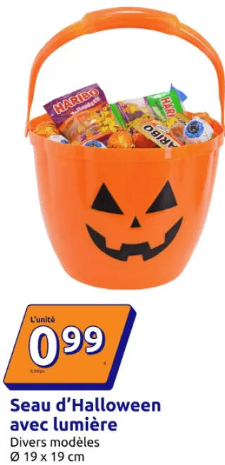 Seau d'Halloween avec lumière