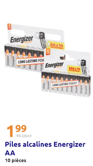 Piles alcalines Energizer AA