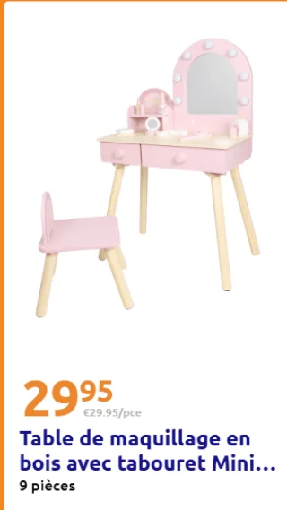 Table de maquillage en bois avec tabouret Mini Matters
