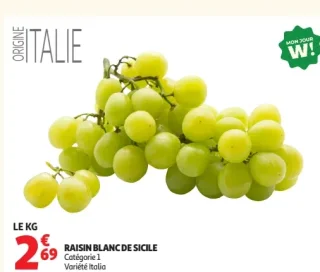 Raisin blanc de Sicile Origine Italie