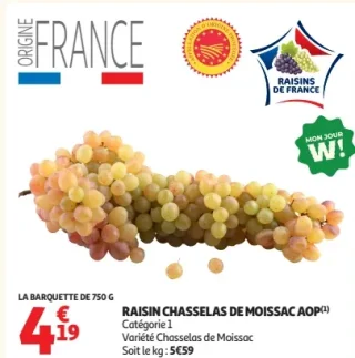Raisin Chasselas de Moissac AOP Origine France