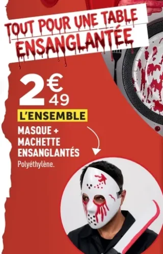 L'ensemble masque + machette ensanglantés