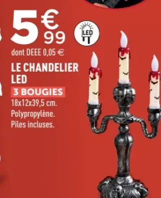 Le chandelier LED 3 bougies
