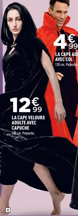 La cape velours adulte avec capuche
