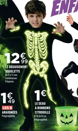 Le déguisement squelette enfant phosphorescent