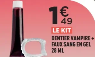 Le kit dentier vampire + faux sang en gel