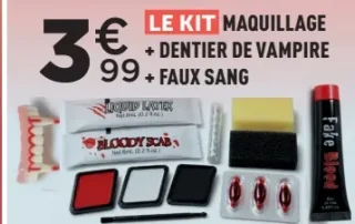 Le kit maquillage + dentier de vampire + faux sang