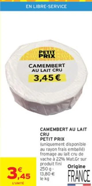 Camembert au lait cru Petit Prix