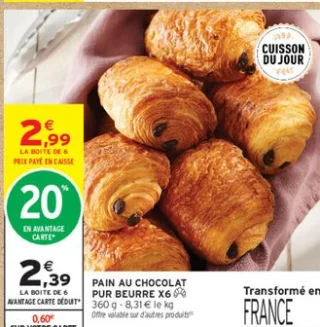 Pain au chocolat pur beurre x6