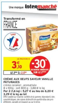 Crème aux oeufs saveur vanille Pâturages