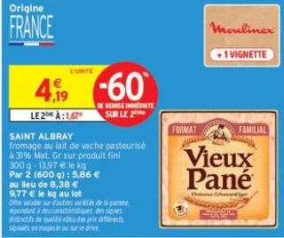 SAINT ALBRAY fromage au lait de vache pasteurisé