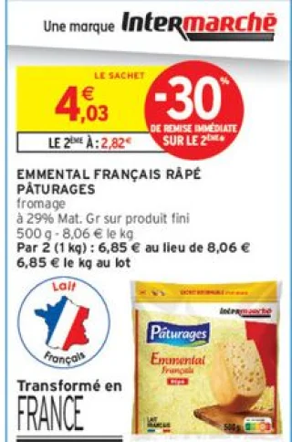 Emmental français râpé Pâturages