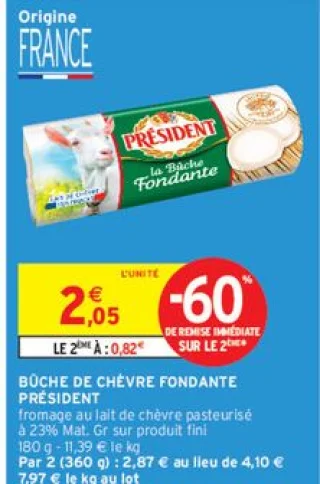 Bûche de chèvre fondante Président