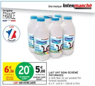 Lait UHT Demi-Écrémé Pâturages