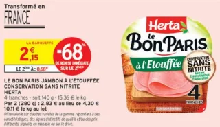 Le Bon Paris jambon à l'étouffée conservation sans nitrite Herta