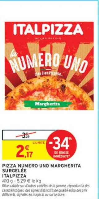 Pizza Numero Uno Margherita surgelée Italpizza