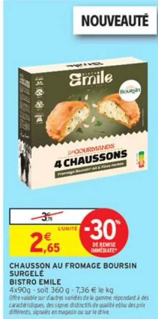 Chausson au fromage Boursin surgelé Bistro Emile