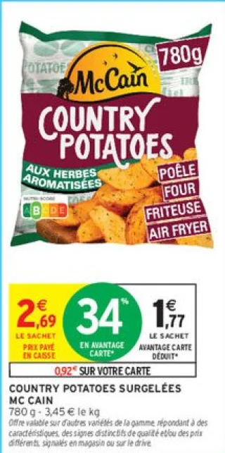 Country potatoes surgelées Mc Cain