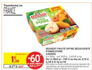DESSERT FRUITÉ OFFRE DÉCOUVERTE POMME/POIRE ANDROS