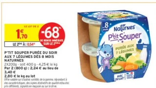 P'tit Souper purée du soir aux 7 légumes dès 8 mois Naturnes