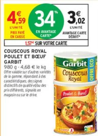 COUSCOUS ROYAL POULET ET BŒUF GARBIT