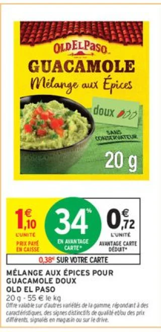 Mélange aux épices pour guacamole doux Old El Paso