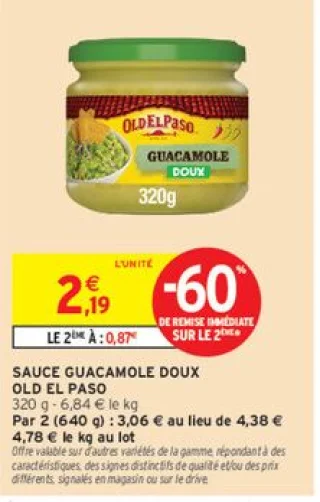 Sauce guacamole doux Old El Paso