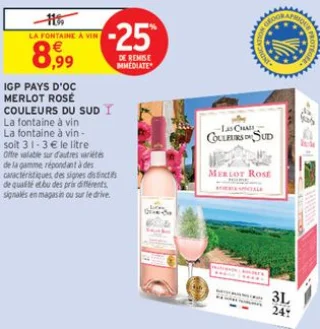 IGP Pays d'Oc Merlot Rosé Couleurs du Sud