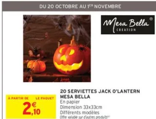 20 serviettes Jack O'Lantern Mesa Bella
