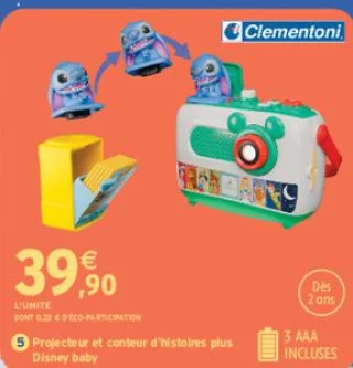 Projecteur et conteur d'histoires plus Disney baby Clementoni