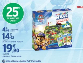 Jeu de société Mille Bornes junior Pat' Patrouille Dujardin